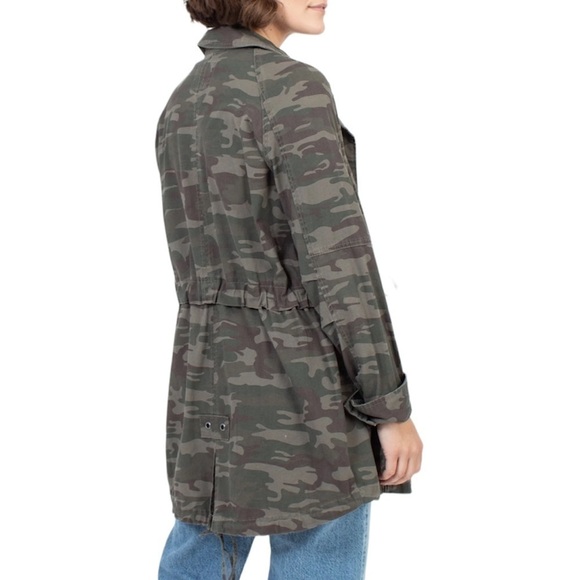 Anthropologie Sanctuary Camo Long Sleeve Lightweight Shacket, Green/Black small - Picture 2 of 14